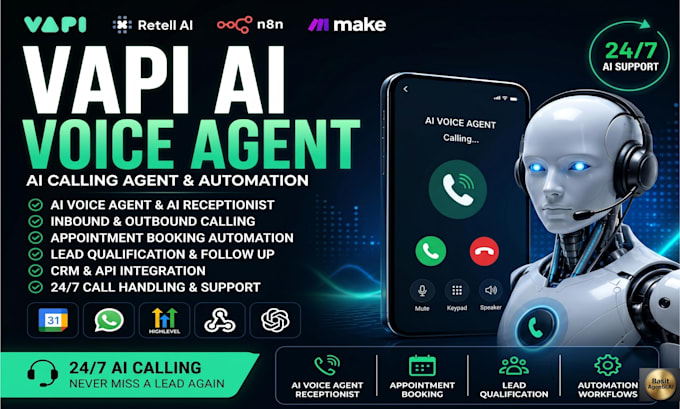 build an ai voice agent using vapi, retell ai, n8n and make