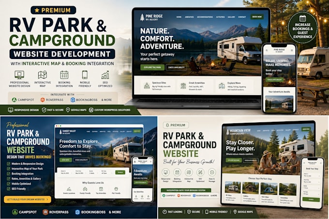 premium rv park website and campground website development with booking setup