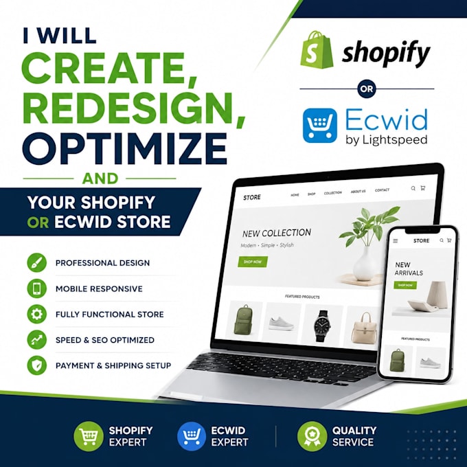 design, redesign and optimize your shopify or ecwid store