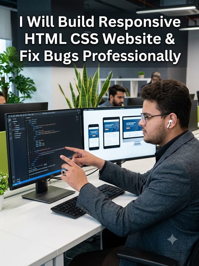 build responsive HTML CSS website and fix bugs
