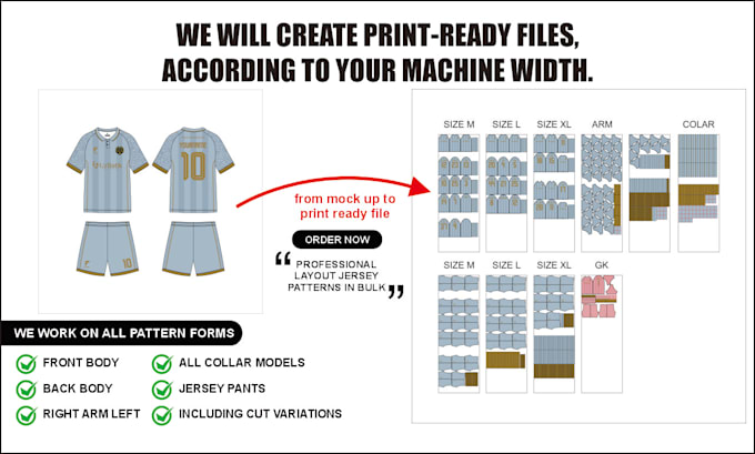 prepare jersey printing patterns for sublimation needs