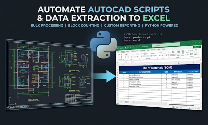 automate autocad scripts and extract data to excel