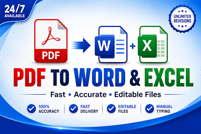 convert PDF to word, excel,