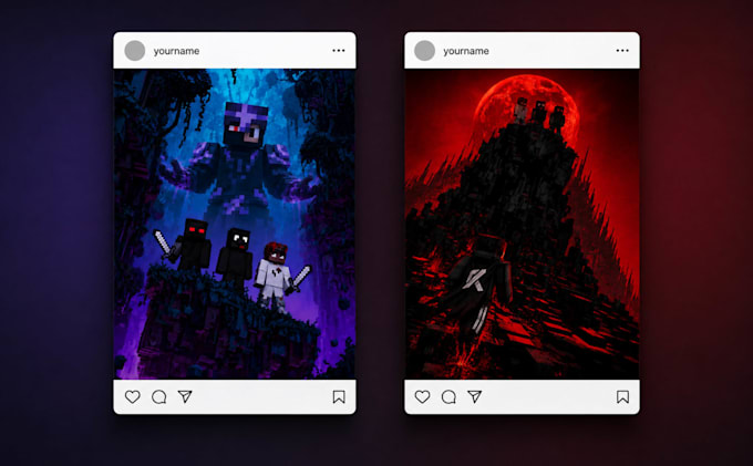design minecraft thumbnails and gaming social media graphics