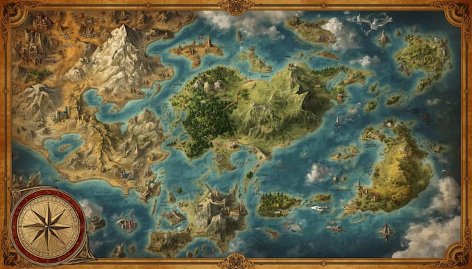draw a custom map for fantasy, scifi, book or boardgame