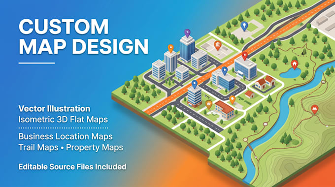 create vector illustration isometric 3d flat map business location map trail map