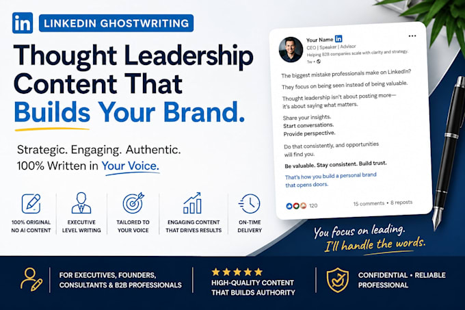 ghostwrite linkedin posts and thought leadership content for b2b founders