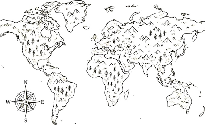 create vector map illustration hand drawn
