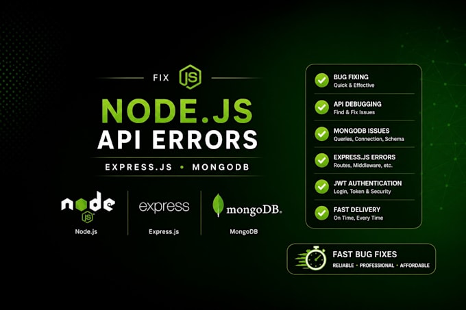 fix node js, express js, and mongodb backend API errors