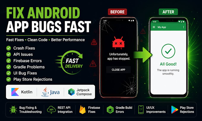 fix android app bugs crashes and api issues