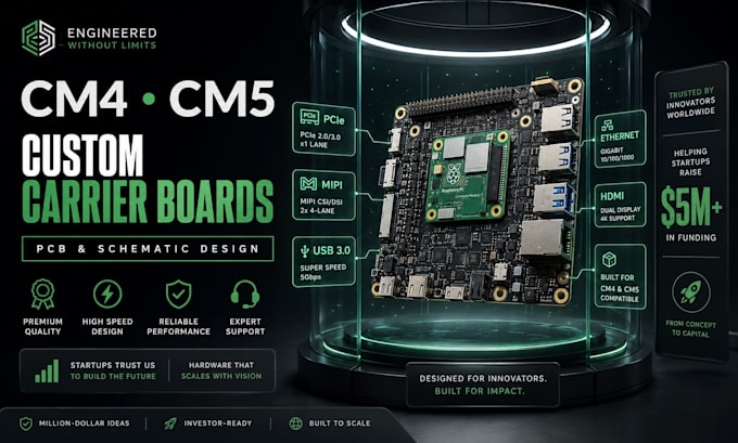 design raspberry pi cm4 cm5 carrier board custom pcb and schematic
