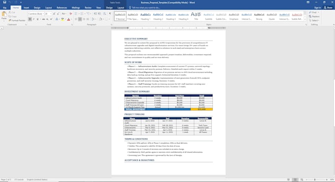create professional word documents, reports and templates