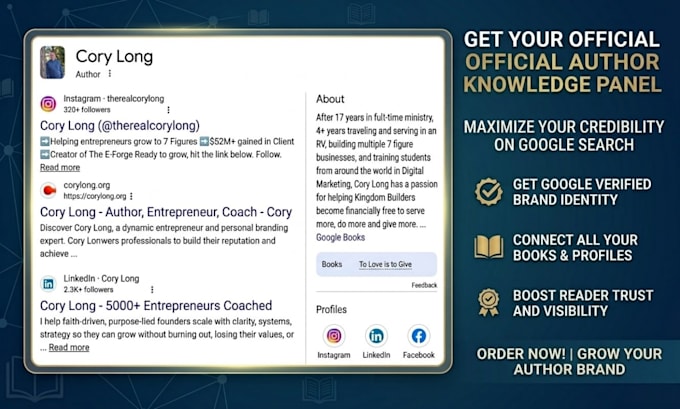 generate verified google knowledge panel for you as an author