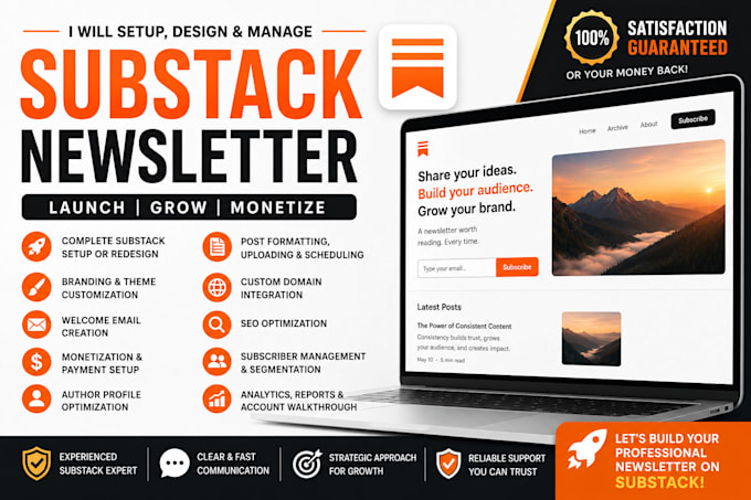 setup substack account and design substack newsletter template