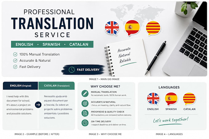 translate english, cataln and spanish manually