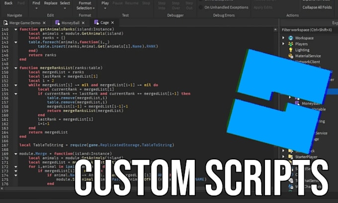 write or debug lua scripts for roblox studio