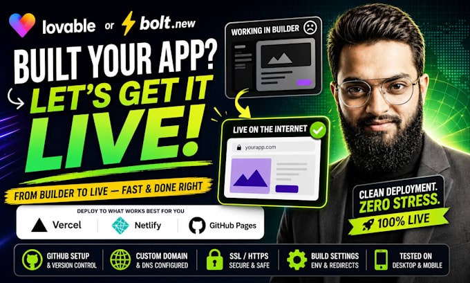 deploy your lovable or bolt app to vercel netlify or github with custom domain