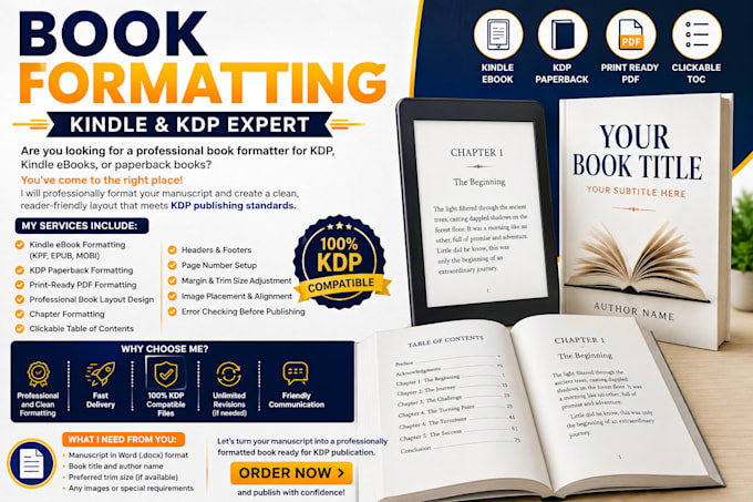professional book formatting, kindle