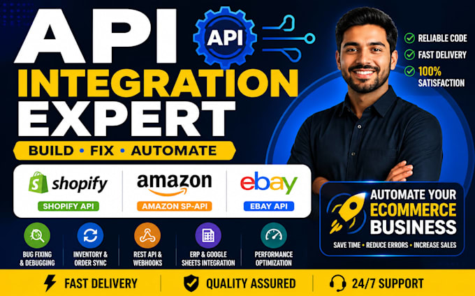 fix amazon sp API, shopify or ebay api integration and automation errors