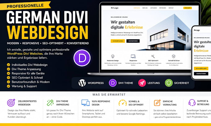 design german divi website, wordpress divi, customise your divi theme webdesign