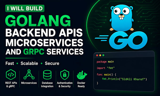 build golang backend apis microservices and grpc services