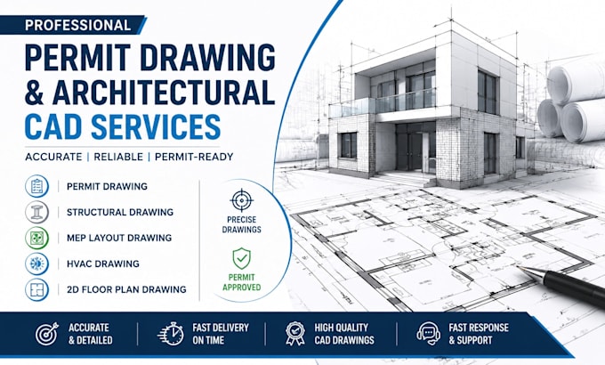 do permit drawing, mep, hvac, plumbing and electrical plans 2d floor plan