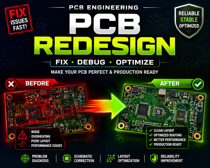 improve, redesign and fix pcb circuits for better performance and reliability