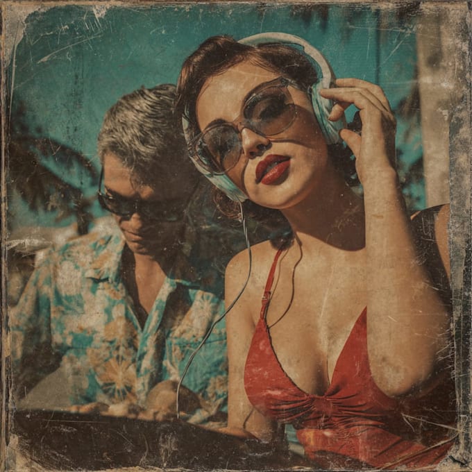 make vintage or retro album cover