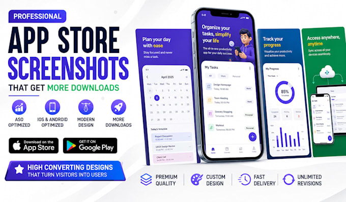 create aso optimized app store and google play screenshots