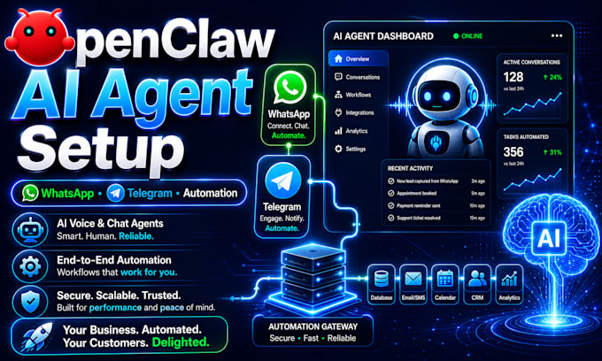openclaw ai assistant setup, configuration for whatsapp, telegram, discord