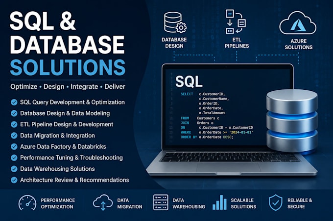 create sql queries, database design, etl, and data migration