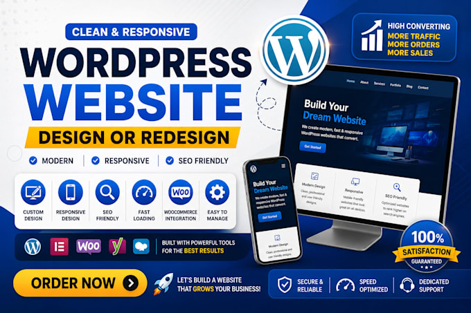design, redesign, or develop responsive wordpress website with elementor pro