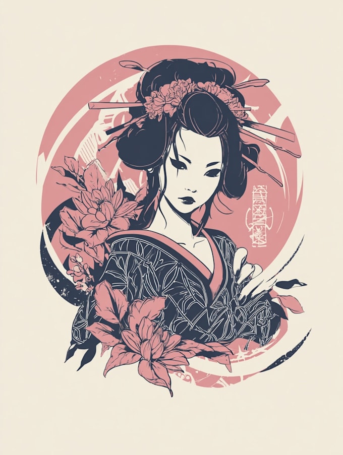do a japanese t shirt illustration