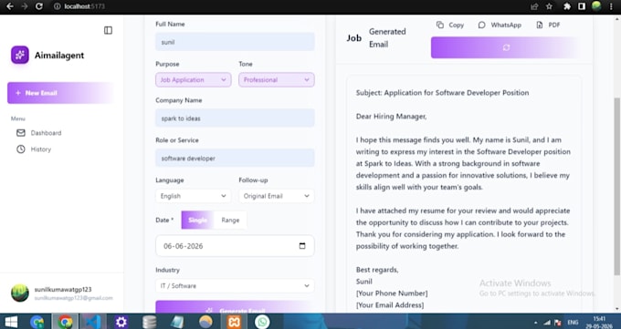 develop custom saas tool like cold email generator web app