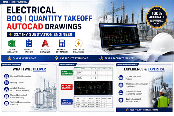 prepare electrical boq, quantity takeoff and material estimation