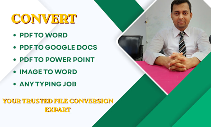 convert PDF to word, google docs, power point, typing services