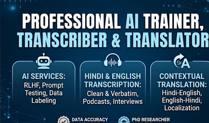 do ai training , hindi transcription and translation