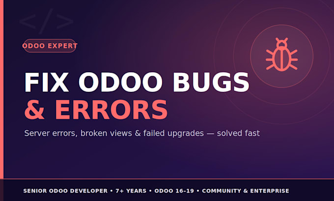 fix bugs and errors in your odoo erp system