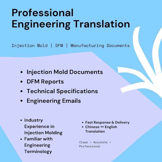 translate and optimize plastic injection mold dfm and technical documents