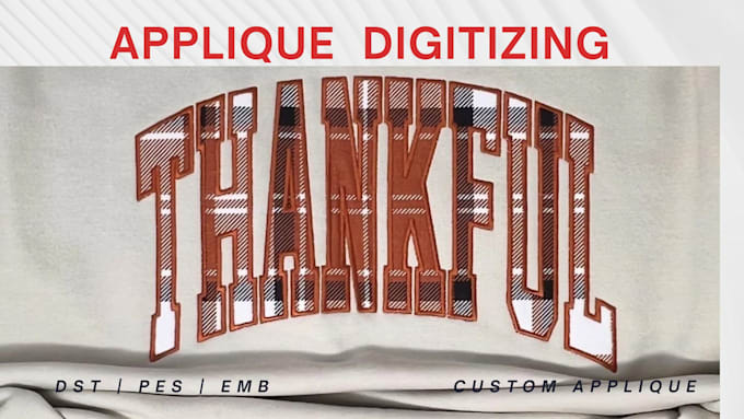 create applique embroidery digitizing files in dst pes emb format