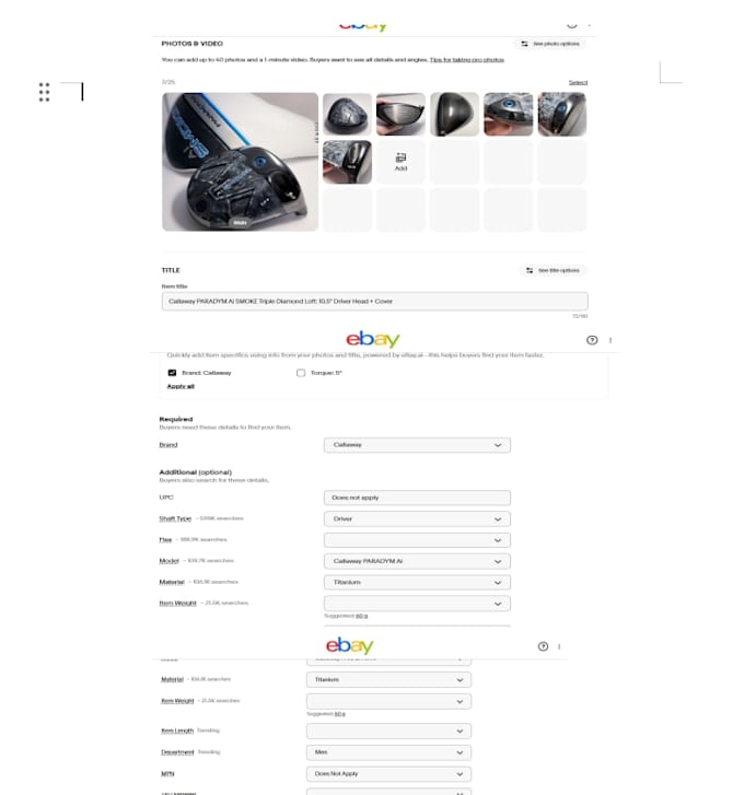 do ebay product listing and product research
