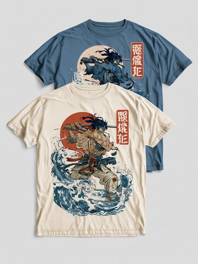 do a japanese t shirt illustration