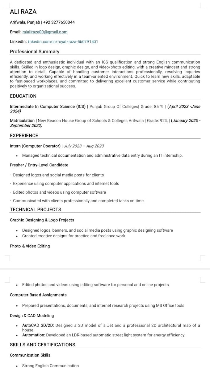 write professional ats CV and resume for job seekers