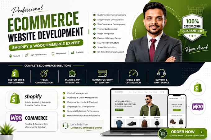 build a professional shopify or woocommerce ecommerce website