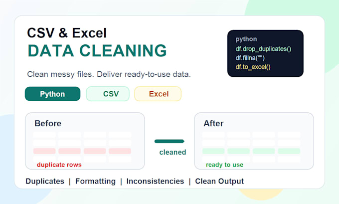 clean, format, and process your CSV or excel data
