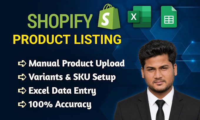 do manual shopify product listing with variant and sku management