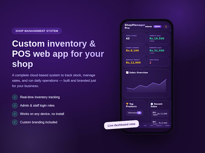 build a custom shop inventory and pos management web app