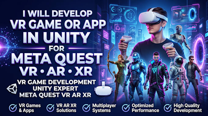 develop VR game or app in unity for meta quest VR ar xr