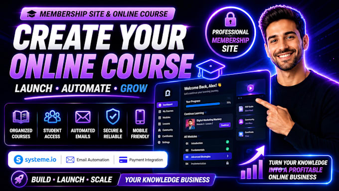 create membership website or online course on systeme io
