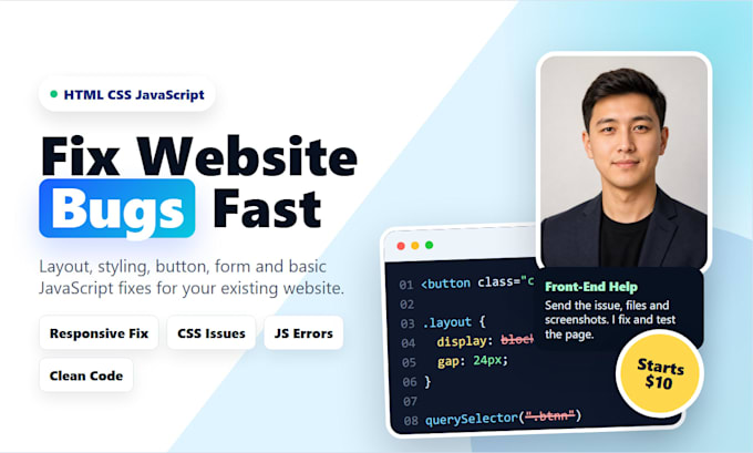 fix HTML CSS and javascript bugs on your website